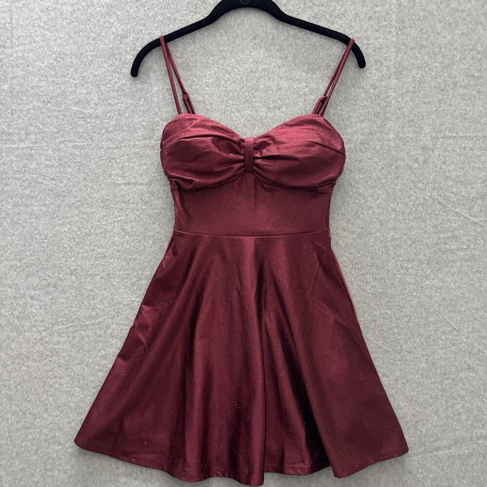 Windsor Fit & Flare Sparkle Dress Sz XS Red Dark Fairy Hoco Y2K Goth Balletcore